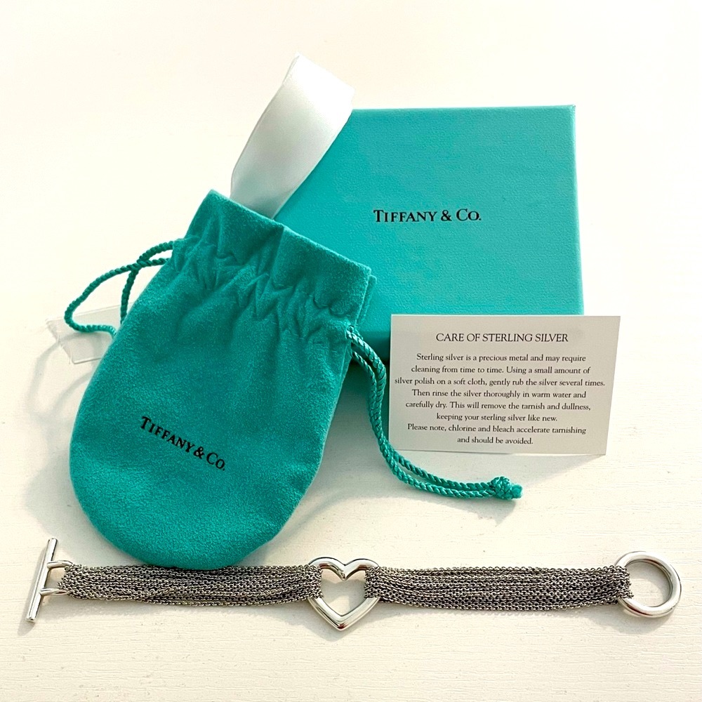 Tiffany & Co. Sterling Silver 10 Chain Heart Toggle Bracelet